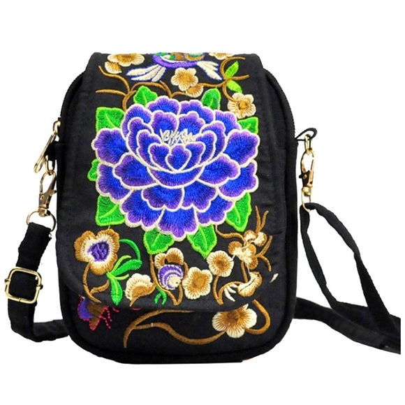 Blue Lotus Bohemian Handmade Embroidered Crossbody - Picture 5 of 5